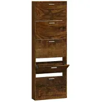 vidaXL Armoire à chaussures Chêne fumé 59x17x169 cm Bois d'ingénierie