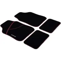 Dunlop Tapis De Sol Auto 4 Pièces 2 Tapis 66 X 44 Cm 2 Tapis 28 X 42 Cm Antidérapant Noir/Rouge