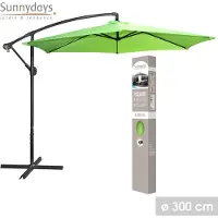 AC-DÉCO Parasol déporté rond ouverture manivelle - Vert anis - Polyester et aluminium - D 300 x H 250