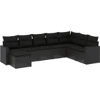 vidaXL Ensemble de jardin canapé 8 pièces avec coussins noir poly rotin