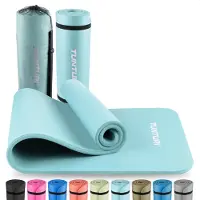 Tunturi Tapis de fitness épais 15mm - Tapis de gymnastique antidérapant - Avec sac de transport - Pour le yoga et le pilates - Tapis de sport 180x60x1,5cm - Particulièrement confortable - Bleu clair