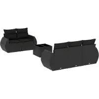 vidaXL Salon de jardin 6 pcs avec coussins noir résine tressée