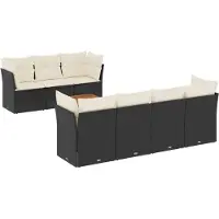 vidaXL Ensemble de jardin canapé 8 pièces avec coussins noir poly rotin