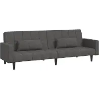 vidaXL Canapé-lit à 2 places avec deux oreillers Gris foncé Tissu