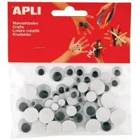 APLI Yeux ronds taille mix adhésif - noir 100 pcs