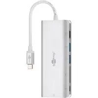 Goobay USB C Multiport Adapter HDMI 4K 30 Hz USB/CR/RJ45/PD Aluminium (boîte de 1)