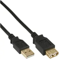 InLine 34605S Rallonge USB 2.0, prise/prise femelle, type A, noir, contacts or, 5m