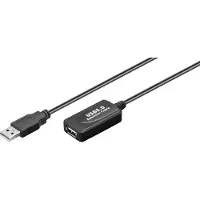 Wentronic 95119 Rallonge active USB 2.0, noir, 10 m - USB 2.0 mâle (type A) > USB 2.0 femelle (type A)