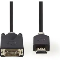 Nedis Câble HDMI | HDMI mâle | DVI-D 24+1 broches mâle | 1080p | Plaqué or | 2.00 m | Droit | PVC | Anthracite | Emballage avec fenêtre et perforation européenne