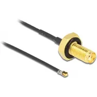 DeLOCK - Antennenkabel - SMA (W) Bulkhead bis MHF 4L LK (M) - 35cm - 1,37 mm - Koax - Grau, Schwarz (12665)