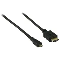 S-Impuls Câble micro HDMI haute vitesse avec Ethernet noir (3 m), Câble vidéo, Noir