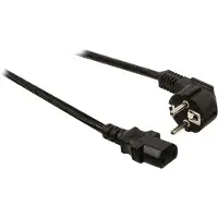 Nedis Câble d'alimentation Fiche de contact de mise à la terre IEC-320-C13 coudé droit nickelé (3 m), Câble d'alimentation, Noir