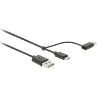 Nedis Câble 2 en 1 | USB 2.0 | USB-A Mâle | USB Micro-B mâle / USB-C Mâle | 480 Mbps | 1.00 m | Plaqué nickel | Rond | PVC | Noir | Label