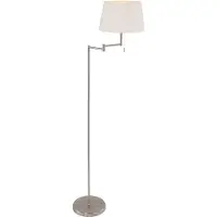 Steinhauer Lampadaire Mexlite 154 cm gris métallisé avec abat-jour blanc