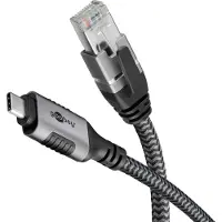 Goobay 70753 USB C 3.1/RJ45 CAT 6 Kabel 7,5 m grau, schwarz, 1 St.