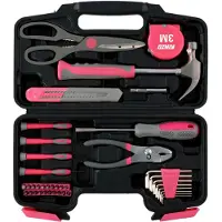 Kinzo Jeu d'outils 39 pièces pour la maison - Rose