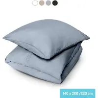 Dreamlab Ensemble de housse de couette - 140 x 200/220 cm - Literie avec taie d'oreiller - Une personne - Quatre saisons - Microfibre - Gris
