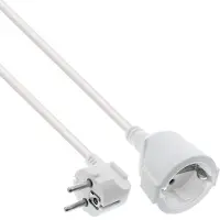 InLine Rallonge électrique contact de protection mâle coudé / femelle, blanc, 20m (20 m, CEE 7/3)