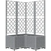vidaXL Jardinière avec treillis Gris clair 80x80x136 cm PP
