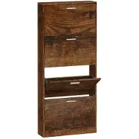 vidaXL Armoire à chaussures Chêne fumé 59x17x150 cm Bois d'ingénierie