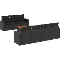 vidaXL Ensemble de jardin canapé 8 pièces avec coussins noir poly rotin