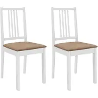 vidaXL Chaises de salle à manger avec coussins 2 pcs. Blanc Bois massif