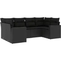 vidaXL Ensemble de salon de jardin 6 pièces avec coussins noir poly rotin