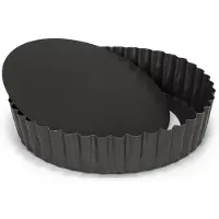 Patisse Moule à quiche professionnel à fond mobile à haut bord 5,6 cm x Ø 20 cm, Moule à gâteau, Gris