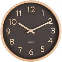 Karlsson - Horloge murale Pure Wood Grain Small - Noir