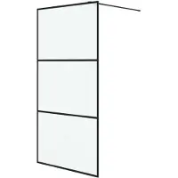 vidaXL Walk-in Duschwand 100x195 cm mattes ESG-Glas schwarz