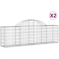 vidaXL Gabions avec arc surélevé 2 pcs. 200x30x60/80 cm Fer galvanisé