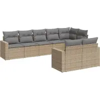 vidaXL Ensemble de jardin canapé 8 pièces avec coussins Beige Poly Rattan