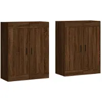 vidaXL Armoires murales 2 pcs. Brun imitation chêne Matériau dérivé du bois