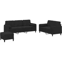 vidaXL Ensemble de canapés 3 pièces avec coussins Noir velours
