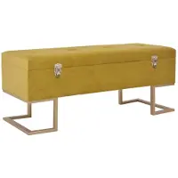 vidaXL Banc avec compartiment de rangement 105 cm Moutarde Velours