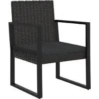 vidaXL Fauteuil de jardin avec coussin noir Poly rotin