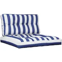 vidaXL Coussins de palette lot de 2 rayures bleues/blanches tissu