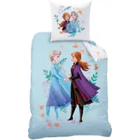 Disney Parure De Lit Imprimée 100% Coton, Disney Home Frozen Sisters Bleu
