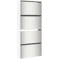 vidaXL Armoire à chaussures miroir 4 niveaux blanc brillant
