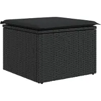 vidaXL Tabouret de jardin avec coussin Noir 55x55x37 cm Résine tressée