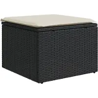 vidaXL Tabouret de jardin avec coussin noir 55x55x37 cm résine tressée