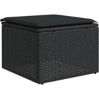 vidaXL Tabouret de jardin avec coussin Noir 55x55x37 cm Résine tressée