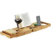 Relaxdays 10022179 plateau de baignoire Bois Bambou, Fer, Polyester