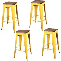 Urban Living Tabouret De Bar Vintage Liv - H. 77 Cm - Jaune