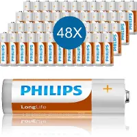 Philips Piles Aa 48 Pièces R6 - Technologie Du Chlorure De Zinc - Durée De Conservation De 3 Ans - Conservation De L'énergie À 80 % - 1,5 V