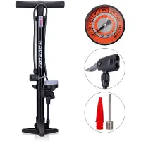Dunlop Pompe à vélo Dunlop Standing Pro Performance - Manomètre analogique - Double valve - Noir
