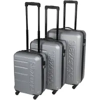 Slazenger Set de valises 3 pièces - Set de valises avec valise à main, valise de voyage et valise grande - Valise à coque dure avec roulettes - Serrure à combinaison avec code à 3 chiffres - Gris