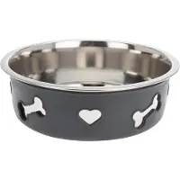 Dogs Collection Bol pour boire et manger en forme de coeur en acier inoxydable argenté (180 cl)