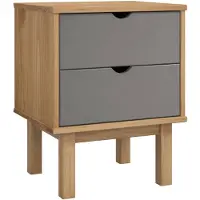 vidaXL Table de chevet OTTA marron et gris 45x39x57 cm bois pin massif