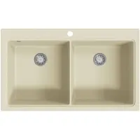vidaXL Evier Double Bacs Granit Beige